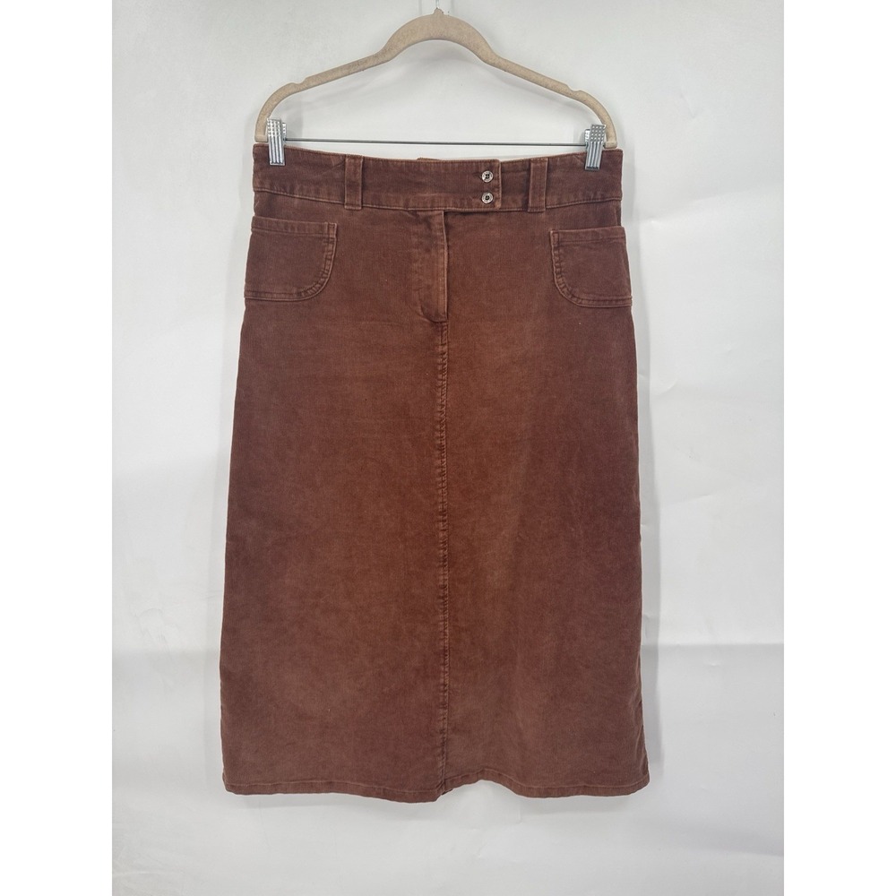 VTG Sag Harbor Corduroy Midi Western Skirt Women 10 Brown Rodeo Granolagirl Farm